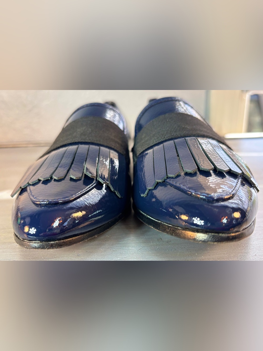 Kate Spade New York Cayla Navy Blue Fringe Loafers Size 6